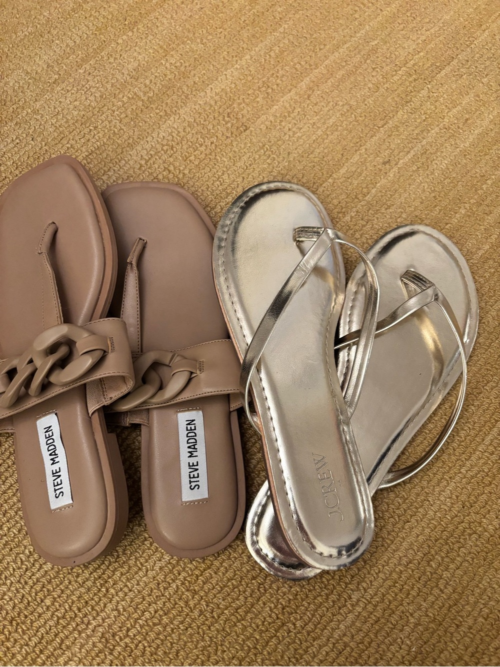 J. Crew Metallic Silver Minimalist Flip Sandals